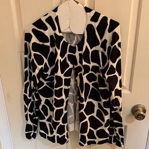 august silk Black and White Giraffe-Print Open Front Jacket